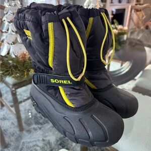 Sorel Black and Yellow Snow Boots